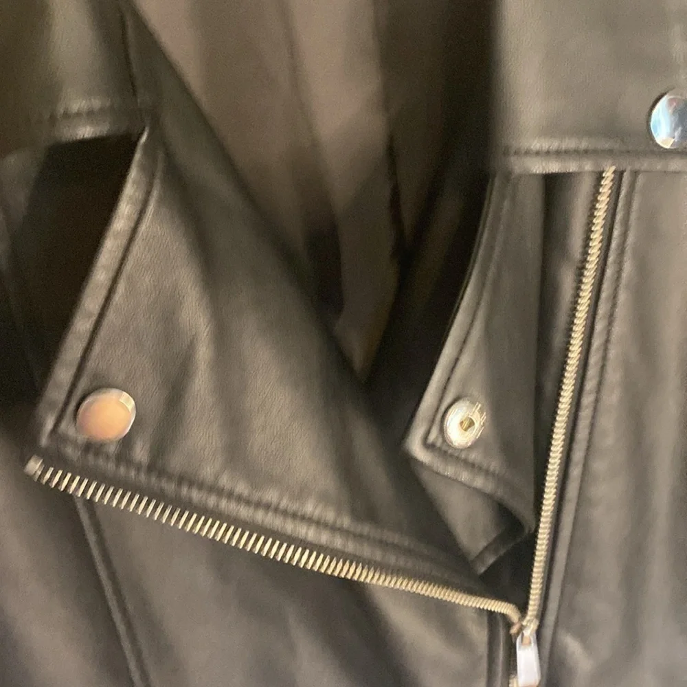 Pennington’s Black Moto Biker Faux Leather Classic Zip Up Jacket 1X - Picture 10 of 14